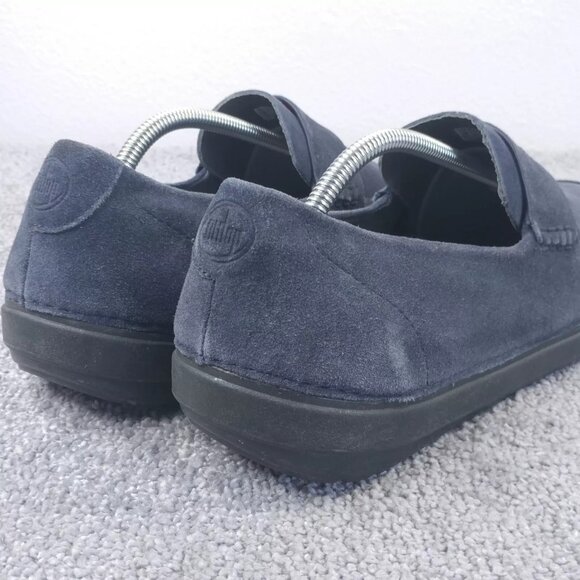 Fitflop Loafers Mens 11 Slip On Shoes Blue Suede Comfort Shoe Casual - Picture 6 of 10